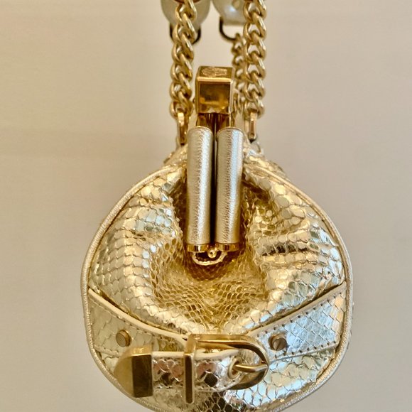 Versace Gold Python Link Frame Bag - Picture 8 of 8